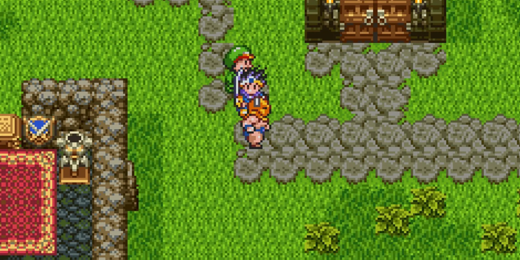 Thám hiểm một thị trấn trong thế giới mở của Dragon Quest III: The Seeds of Salvation