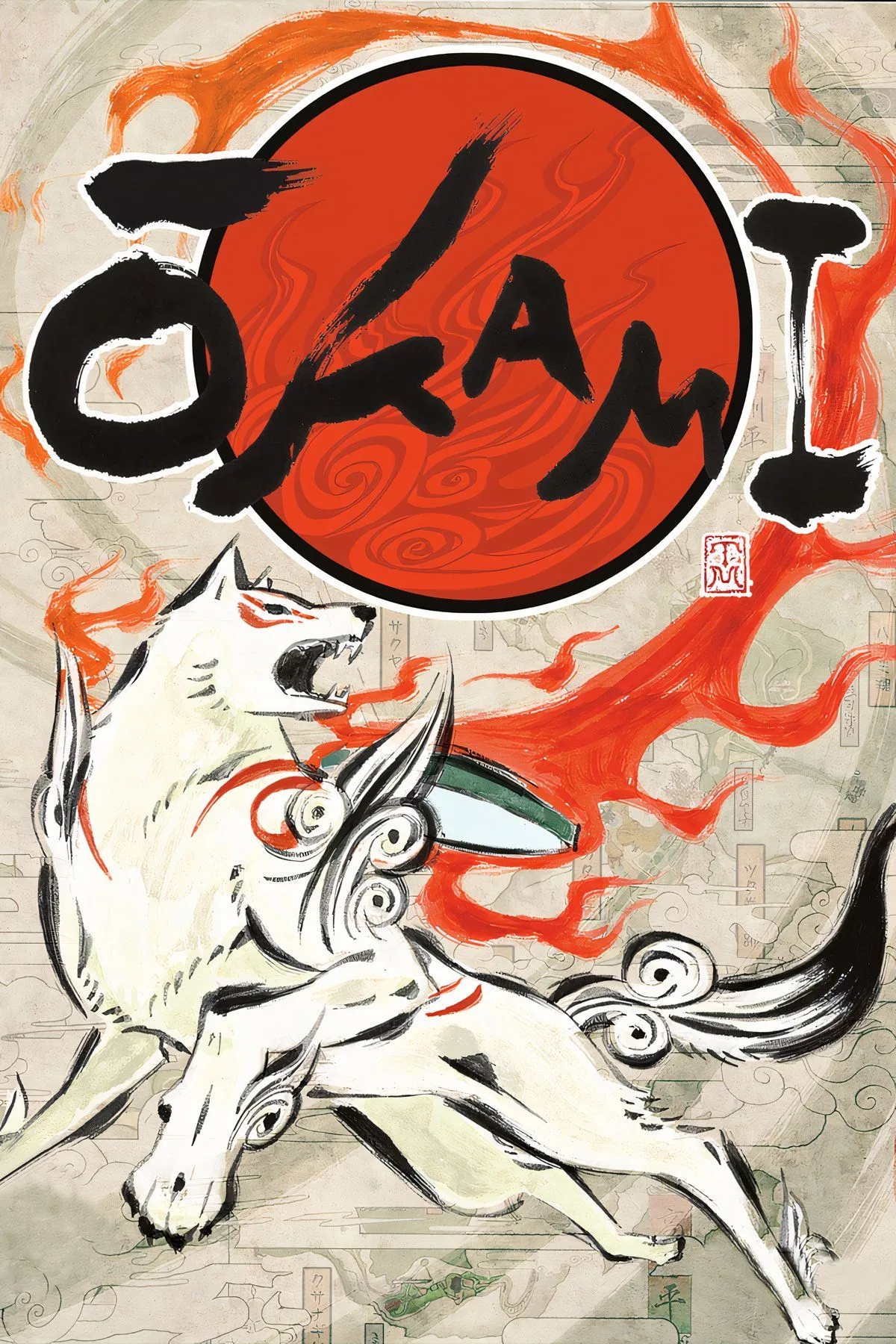 Thần sói Amaterasu trong phong cách tranh thủy mặc sumi-e của game Okami
