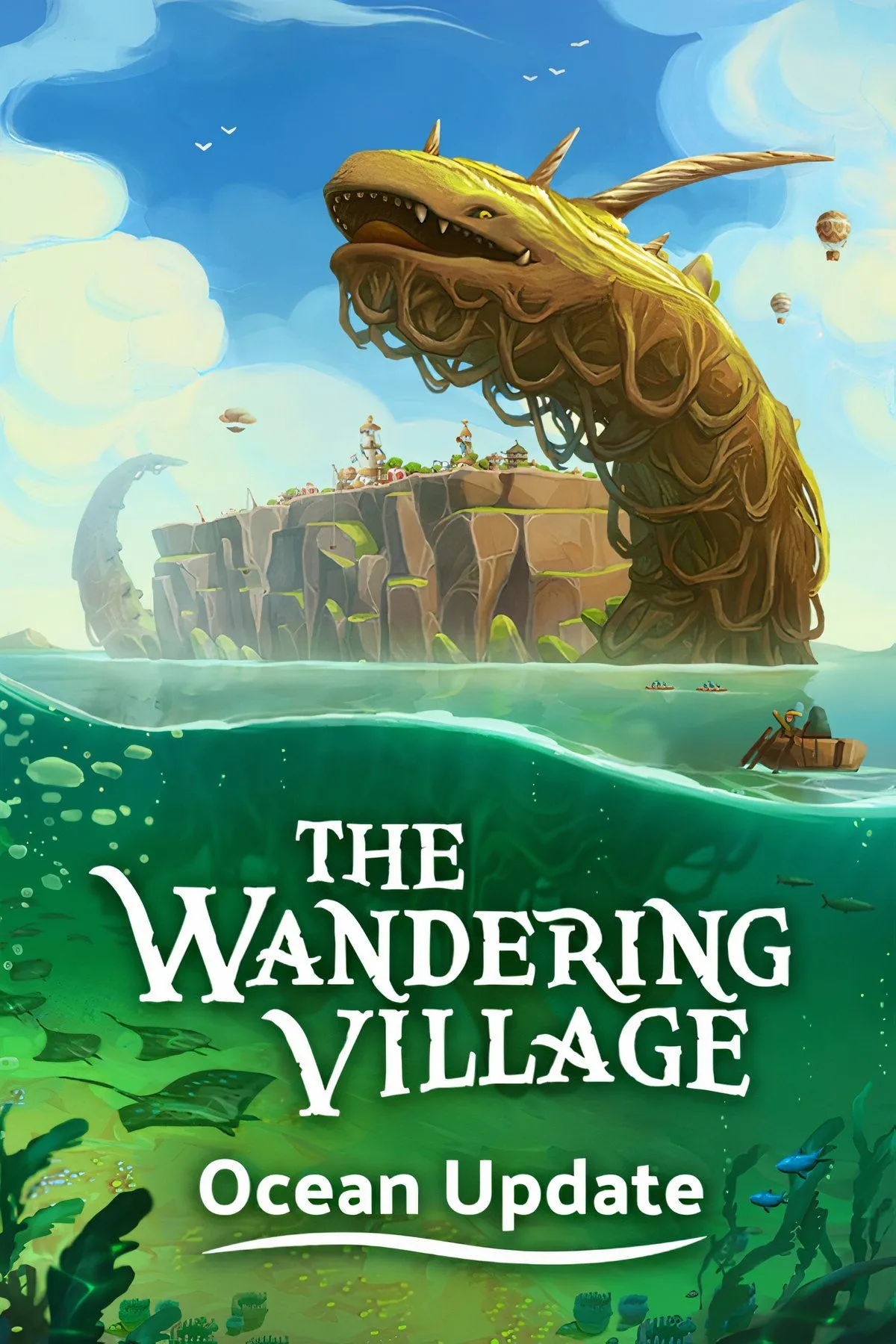 Thành phố được xây dựng trên lưng sinh vật khổng lồ Onbu trong game The Wandering Village