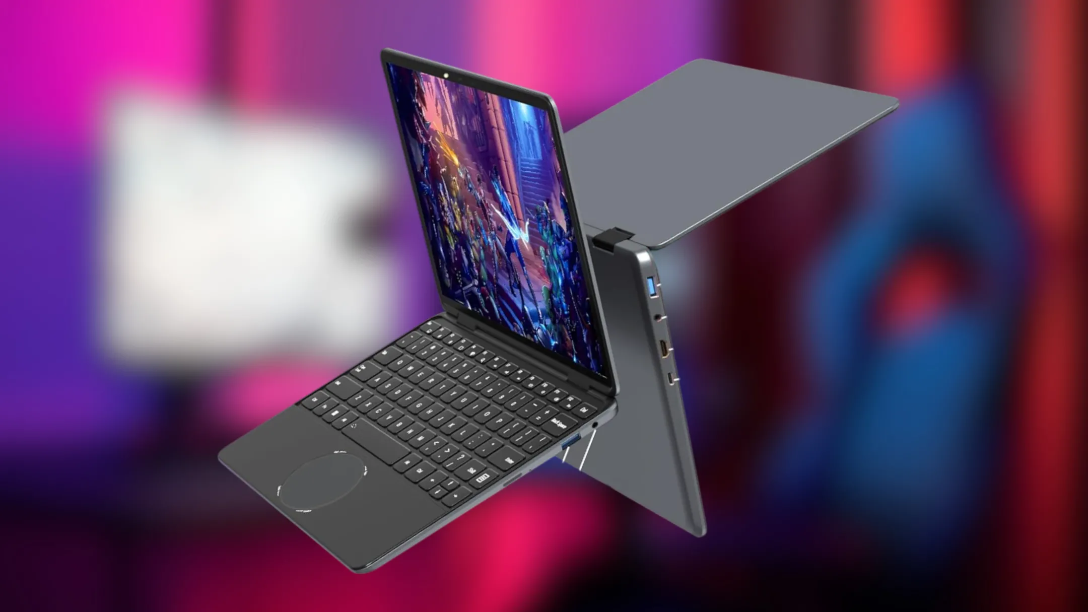 Thiết kế xoay gập linh hoạt của laptop Svikou 11 inch 2-in-1, hiển thị bàn phím và màn hình cảm ứng