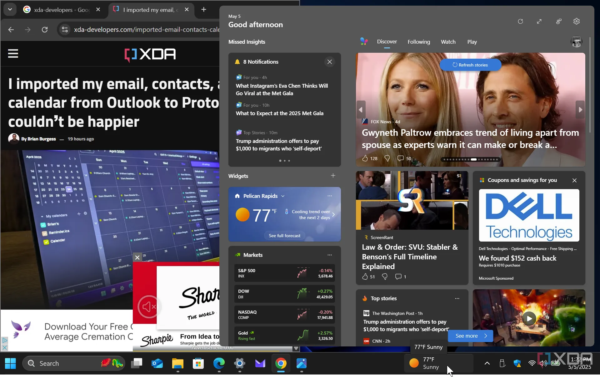 Tiện ích News widget hiển thị tin tức trên thanh tác vụ Windows 11