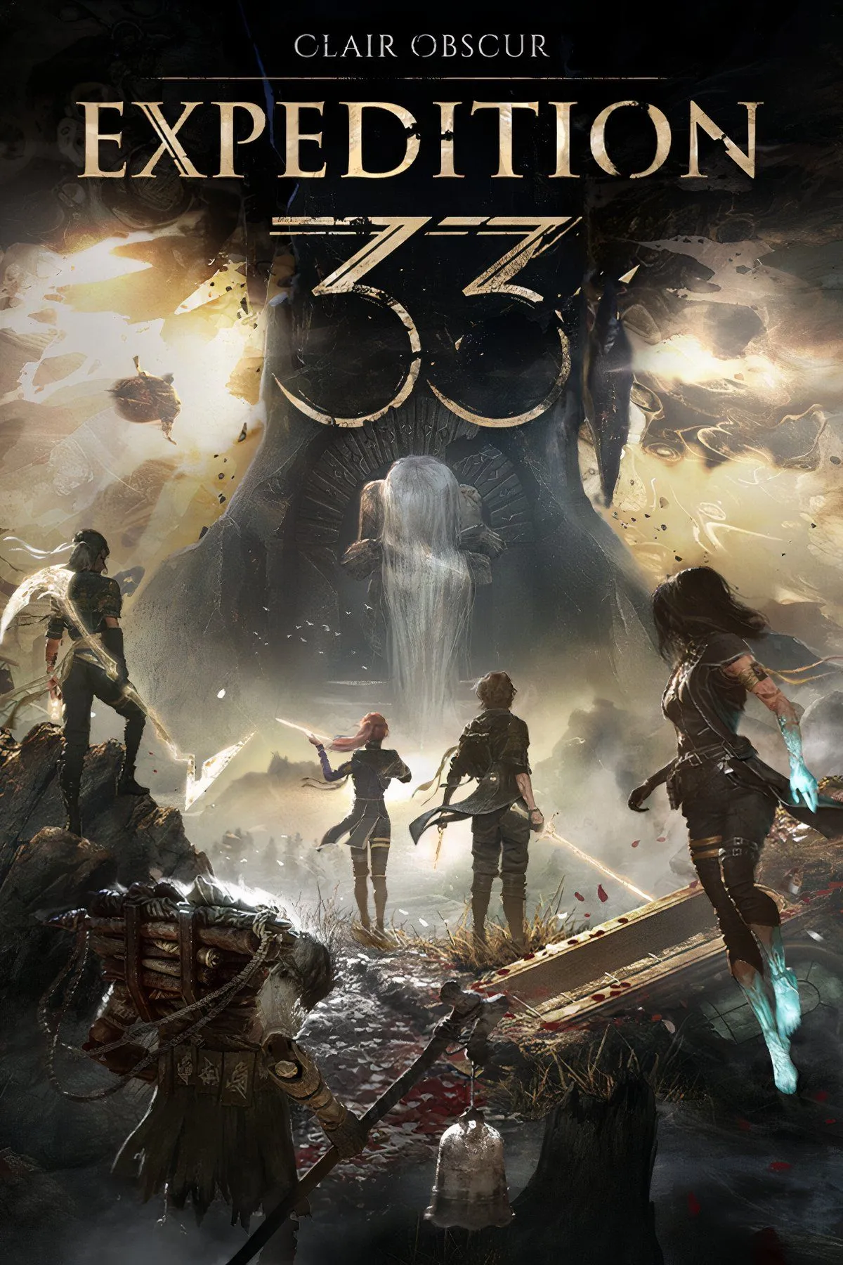 Tổng hợp các cảnh chiến đấu và nhân vật trong game RPG theo lượt Clair Obscur: Expedition 33, thể hiện đồ họa và không khí đậm chất Pháp.