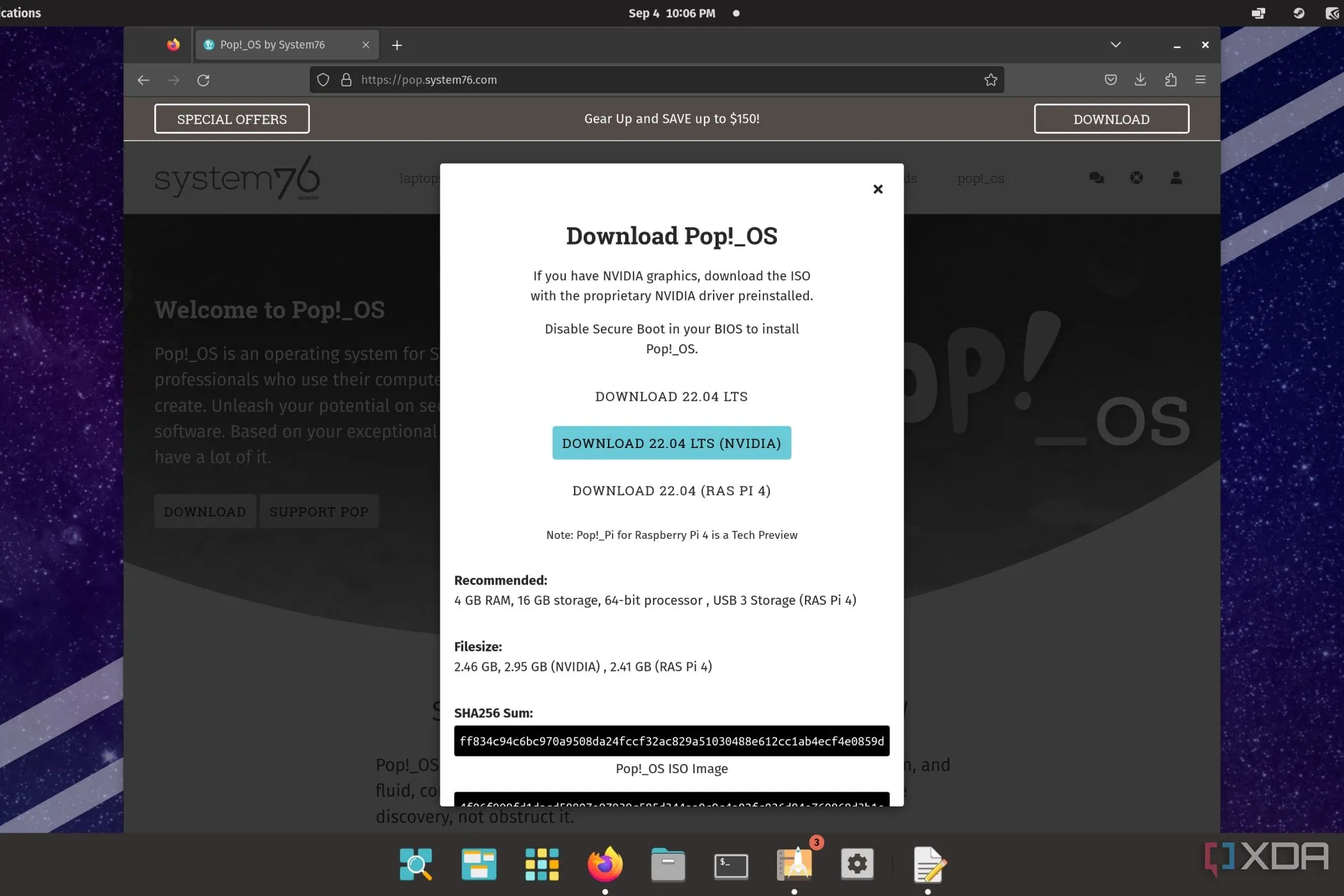 Trang tải xuống Pop!_OS phiên bản 22.04 LTS với driver Nvidia được cài sẵn