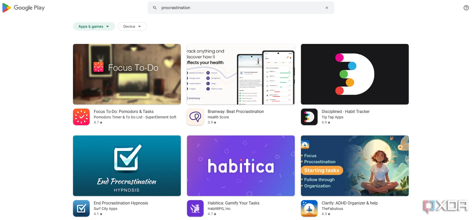 Ứng dụng chống trì hoãn trên Google Play Store