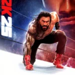 WWE 2K25 bìa game với các đô vật chuyên nghiệp nổi tiếng trên nền đấu trường.