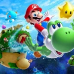 Yoshi và Mario khám phá một hành tinh nhỏ trong Super Mario Galaxy 2